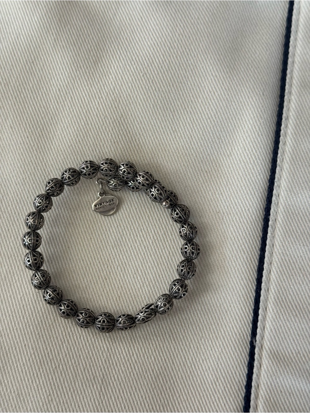 Alex and Ani Silver Filigree Bead Stretch Bracelet